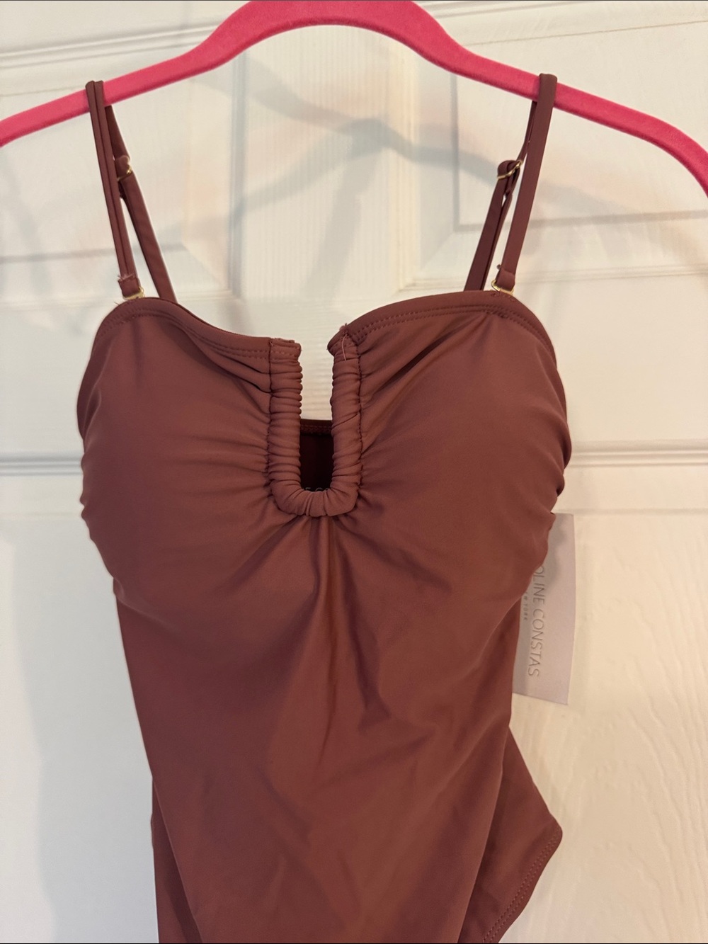 Caroline Constas Women’s One-Piece Swimsuit in Mauve Rose with Removable Straps - Picture 3 of 8